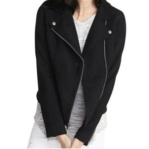 Old Navy Faux Suede Moto Jacket Polyester & Elastane Black Size Medium